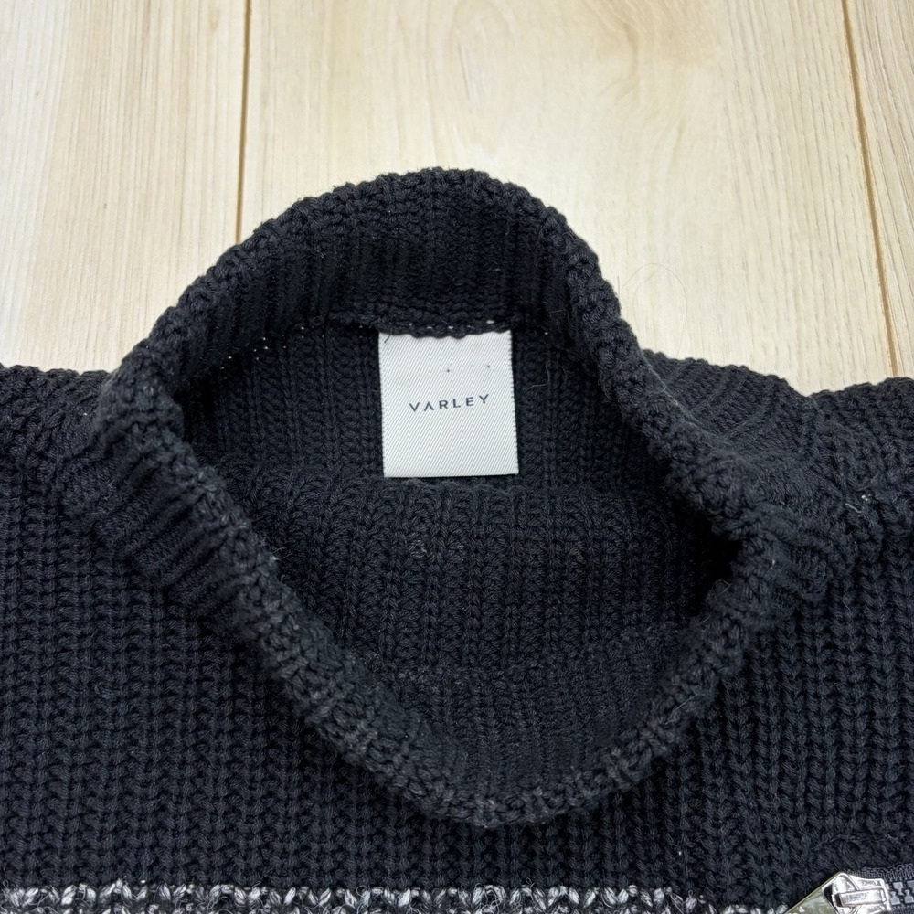 Varley Darwell Mock Neck Black Marled True Knit Mirage Wool Blend Sweater Zip XS - Picture 7 of 13